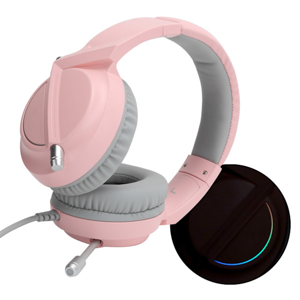 AJAZZ-hovedtelefoner med kabel, over-ear-gaming-headset med støjreduktion og RGB-lyseffekt AX365Pink