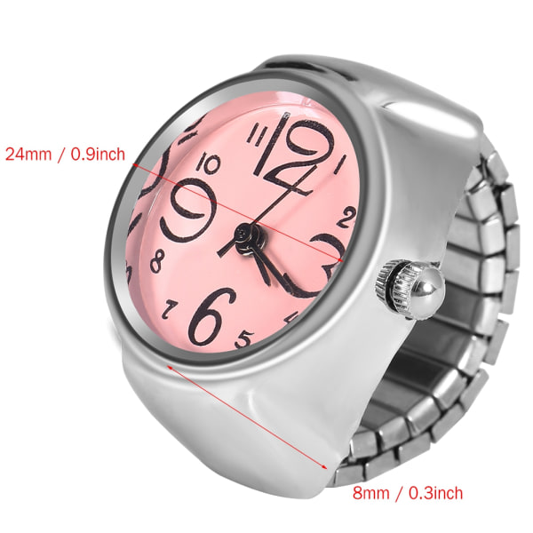 1 Stk Fashionable Kvinder Mænd Kvarts Analog Rund Finger Ring Love Watch (Pink)