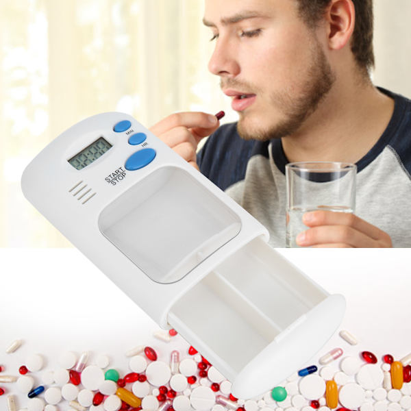 Mini kannettava lääketablettipilleri case organizer RemiderMedicine-muistutuksella