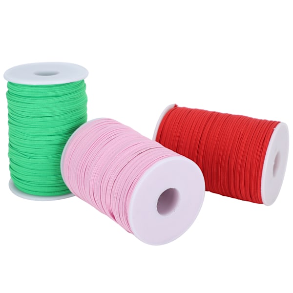 Elastiskt band platt syrep snöre sladd DIY ärm masktillverkning hög elastisk 100 yards rulle (röd rosa grön )