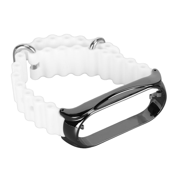 Silikone urrem med rustfrit stål beskyttende kofangerkasse Tilbehør Passer til Mi Band 7 White