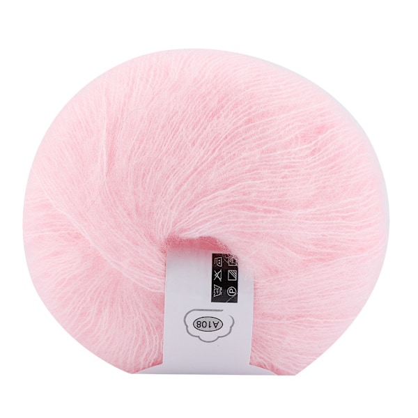 Blød mohair strikkegarn garn DIY sjal tørklæde hækletråd forsyninger (Pink)