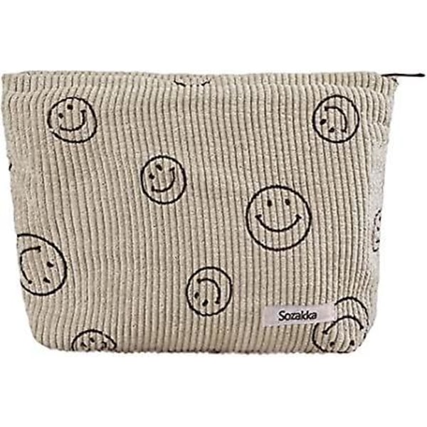Rejse Toilet Taske Velvet Makeup Taske Smilende Ansigt Makeup Tasker Bærbar Dame Corduroy Kosmetik Taske Makeup Taske…