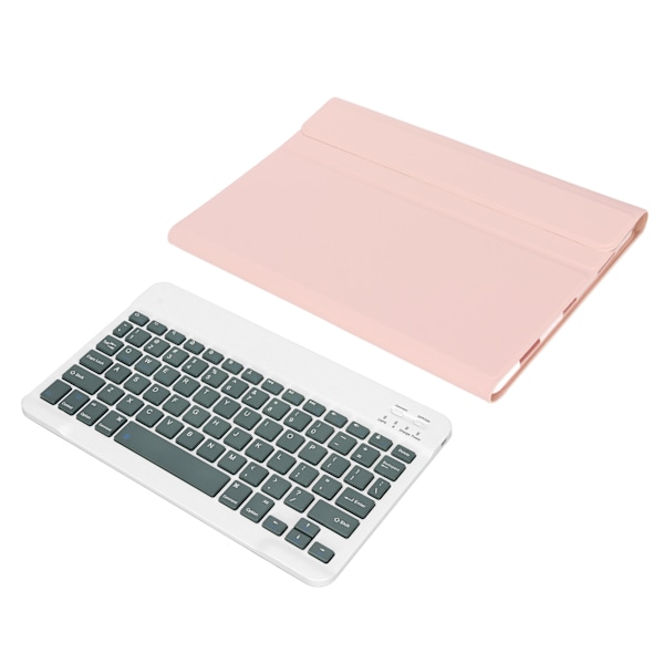 Mini trådlöst tangentbord 11,5 tum tyst skrivande vattentätt ultratunt bärbart tangentbord med läderfodral för Xiaoxin Pad Pro5 rosa