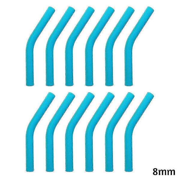 12 st Silikon Material Sugrörsskydd Återanvändbara Böjbara Sugrörstillbehör För Hem Kök Ljusblå 6mm