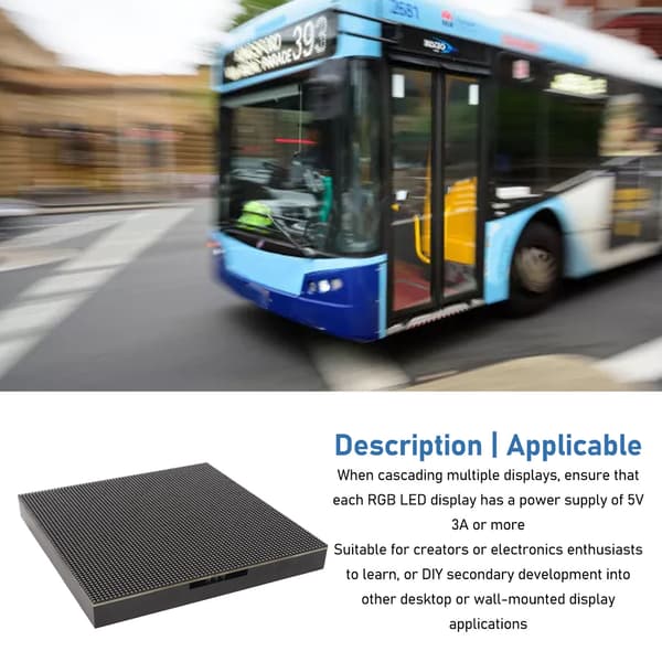 RGB Full Color LED Matrix Panel 64x64 4096 punkter 2mm pikselavstand Justerbar lysstyrke LED Dot Matrix Display