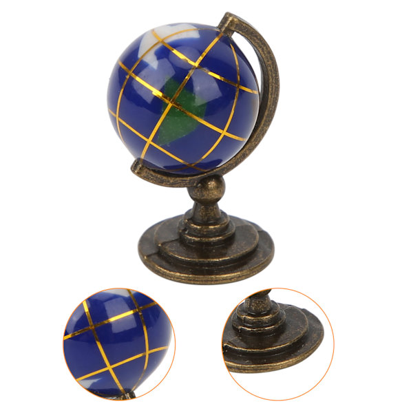 1:12 Miniatyrhus Globe Barn Simulering Mini Søt Dekorasjon Modell Leke Blå Ball Kobberbase