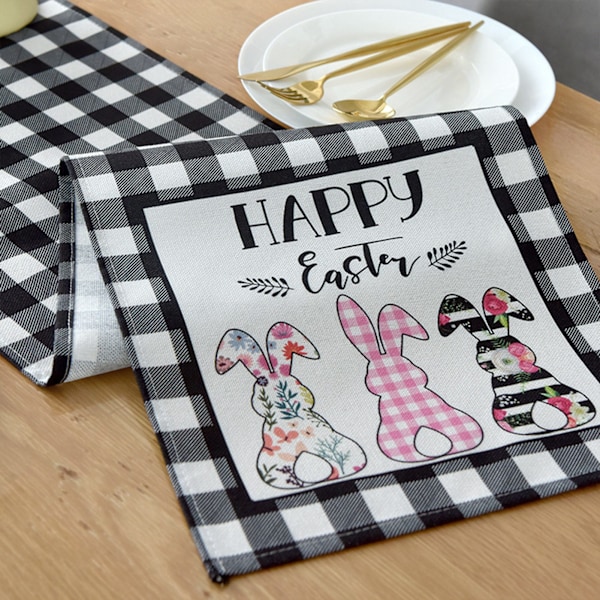 Påskbord Flagga Kanin Ägg Tomte Rutig Bordsduk Bordslöpare