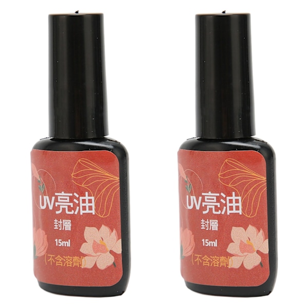 2 stk. 15 ml neglelak top coat transparent slidstærk ridsefast lækagesikker top coat til neglelak