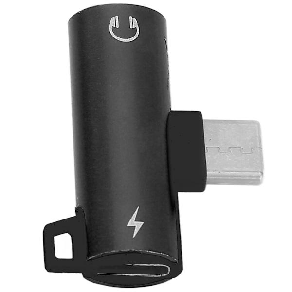 TypeC til 3,5 mm hodetelefonadapter lader 2 i 1 jack HIFI lyd med PD hurtiglading (svart)