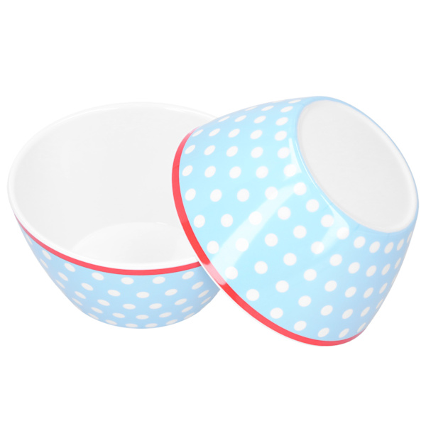 4 stk. 6 tommer salatskål middagsserveringsskålsæt køkken imitation porcelæn middagsstel lyseblå prikker