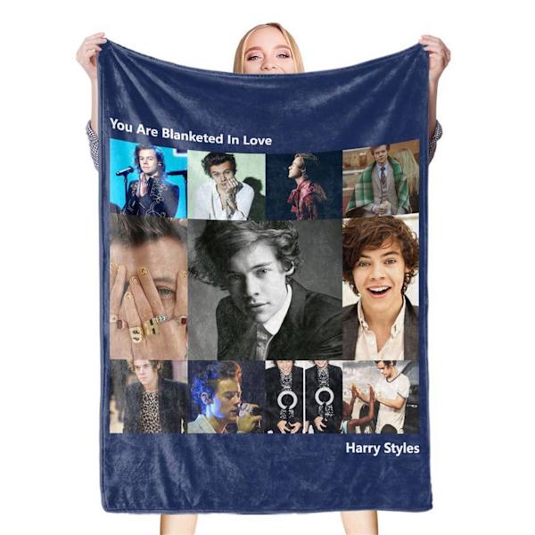 Nappeteppe i polyester, komfortabel, lyse farger, sengeteppe med trykk av kjente stjerner for reiser 150x200cm/59.1x78.7in