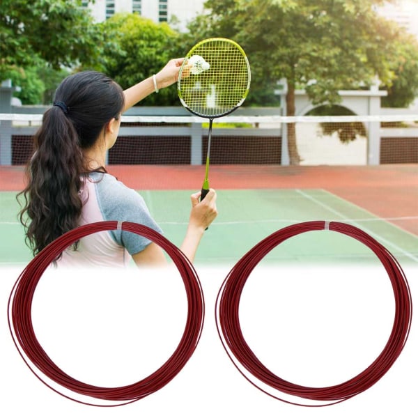2 st Slitstark 10m hög flexibilitet Badminton String Line Training Racket Racquet Lines (röd)