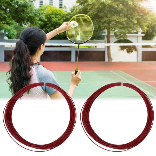 2 stk Slitesterk 10m høy fleksibilitet Badminton strenglinje treningsracket racket linjer (rød)