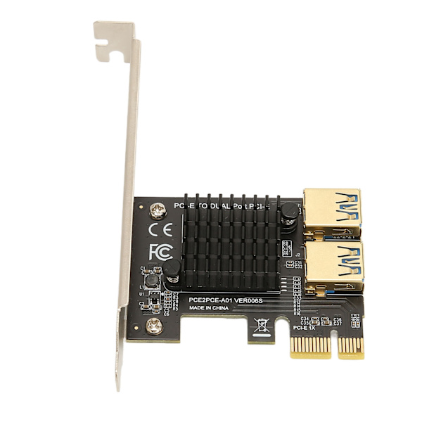 PCI E 1 til 2 Riser Card PCI E 1X til 2 Ekstern PCI E USB 3.0 udvidelseskort til Bitcoin Ethereum Mining Black Board