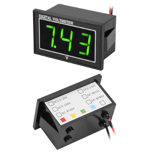 1 stk. Digital 0,56\" LED-display Vandtæt Voltmeter DC Spændingsmåler Panel (5-130V, Grøn)