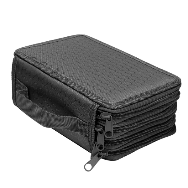 Neliön nelikerroksinen 72 reikää Sketch Art Piirustus Case Organizer Pure Color Pen Bag (musta)