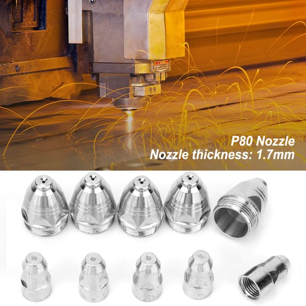 P80 Elektrode Dyse Plasma Forbruksvare Kutter Brennerspiss Sett 5 stk (5 stk Silkeelektrode)