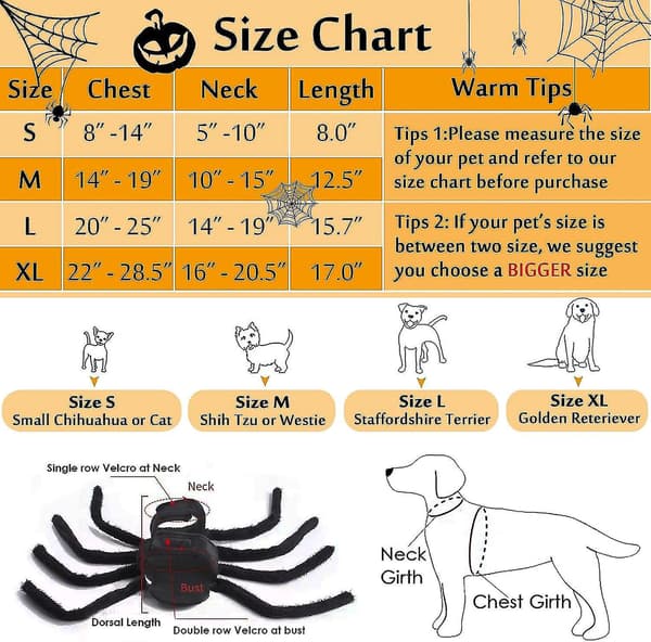 Halloween Spindel Hund Kostym för Hundar och Katter XL