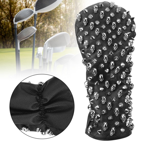 PU Vandtæt Golf Putter Cover Køllebeskyttelse Hovedbetræk Supplies Skull Rivet SilverL