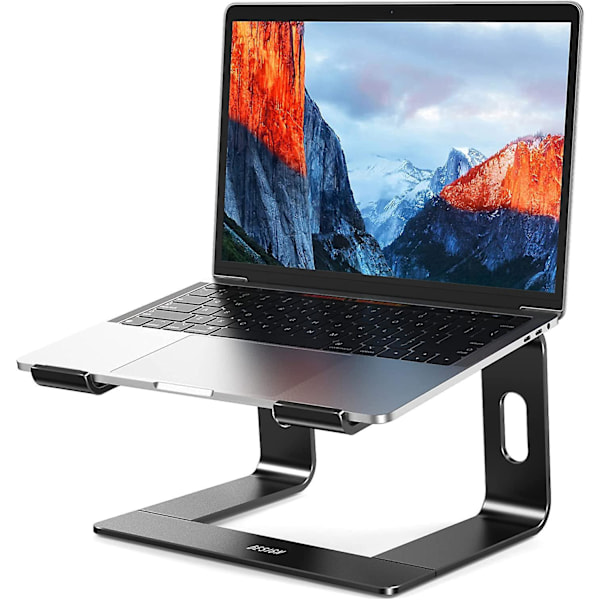 Ergonomisk Laptop Stativ Aluminium Support Kompatibel med Sort Farve
