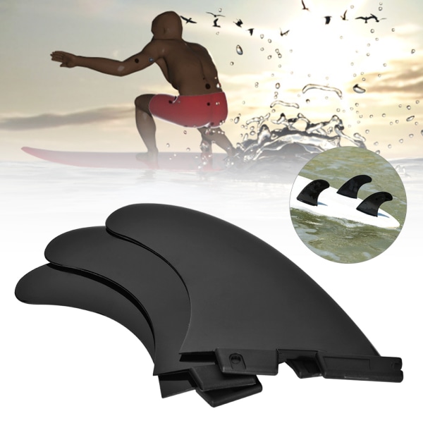 3kpl/ set FCS2 G5 Nylon muovinen musta ammattisurffilaudan häntäräpylä Joustava surffaustarvikeMusta M-KOKO