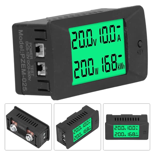 Energimåler LCD Digitalt Display Spenning Strøm Indikator Voltmeter DC 5‑12V PZEM‑025