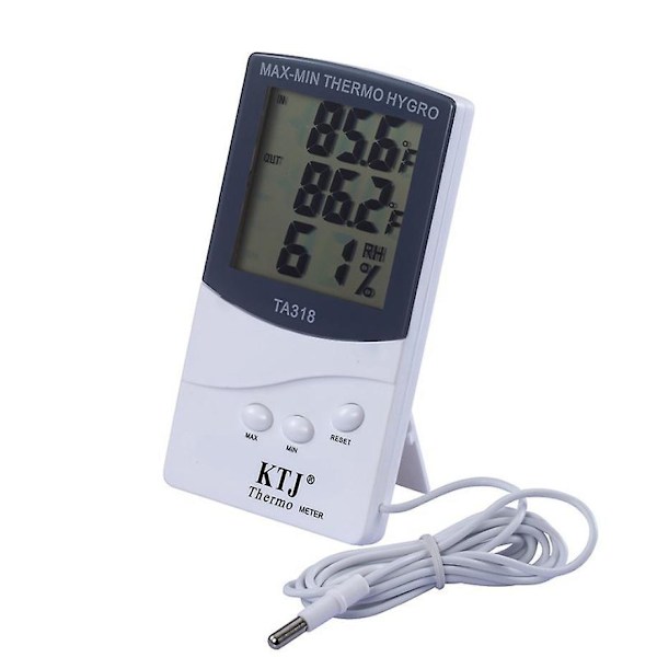 Digitalt termometer med to sensorer for innendørs og utendørs bruk, perfekt for vinteren. Viser - Temperatur