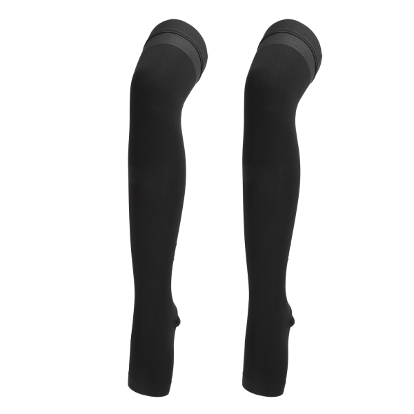 Kompressionsstrumpor med öppen tå Klass II svart 23 till 32 mmHg Lättvikts bekväma elastiska stödstrumpor för kvinnor XL