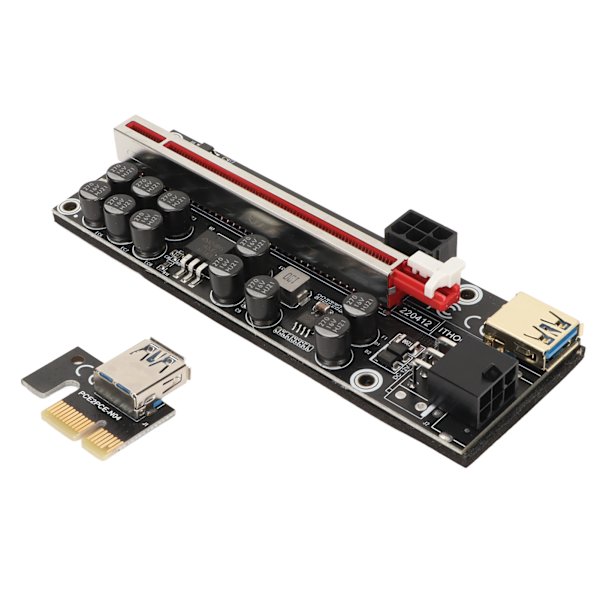 PCIE Riser Strømadapterkort 6 Pin Kompatibel 1X 4X 8X 16X PCIE Interface Plug and Play USB Riser Strømadapterkort Sort