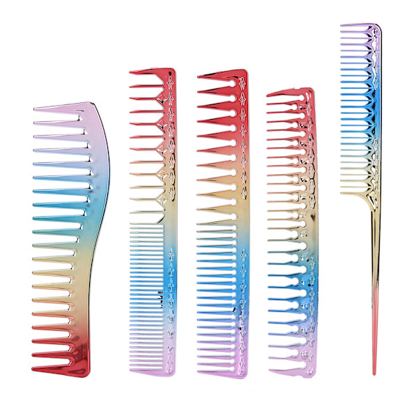 5kpl Space Alumiini Värikäs Gradient Haircut Kampa Salon Kampaamo Kampa Muotoilutyökalu