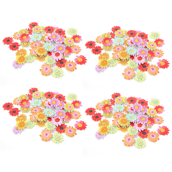200 stk blomster tre knapper 0,9 tommer blandet DIY bulk knapper for håndlagde klær dekorasjon