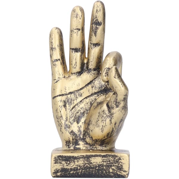 Harpiks Finger Statue OK Gest Skulptur Bordpynt Hjem Retro Dekor Messingfarge