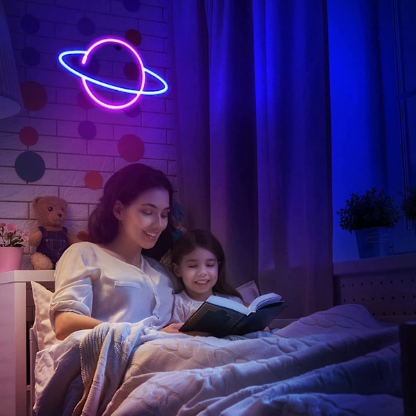 3 st Neonlogotyp för väggdekoration, LED-neon för sovrum, USB eller batteridriven belysning rymdelement Alien Planet Rocket Barn, tonåringar pojke