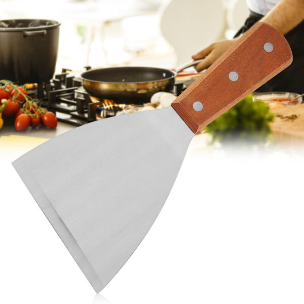 Rostfri Non Stick Värmebeständig BBQ Grill Beafsteak Spatel Vändare Matlagningsverktyg