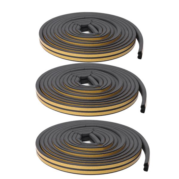 3 set väderlist dörrtätning vindtät vattentät ljudisolerad självhäftande dubbelsträng 9x6mm svart dörrväderlist