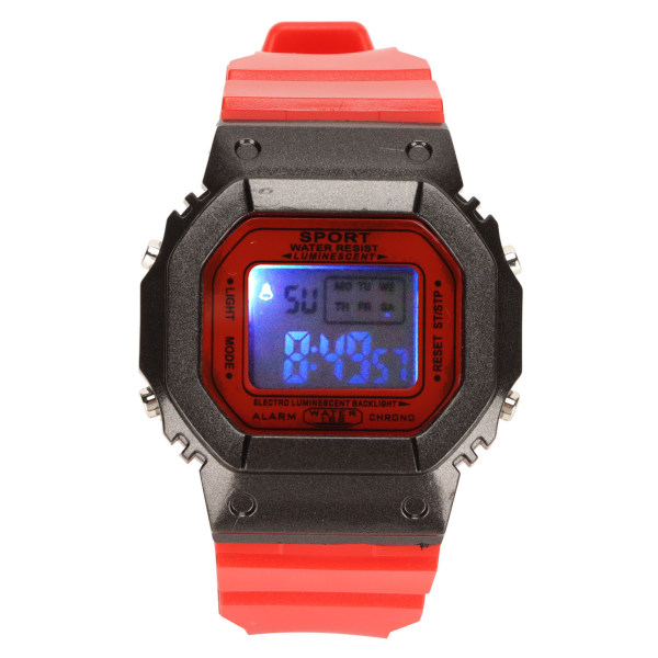 Elektroninen watch vedenpitävä casual tyylikäs digitaalinen watch valolla miehille naisten opiskelijoille punainen