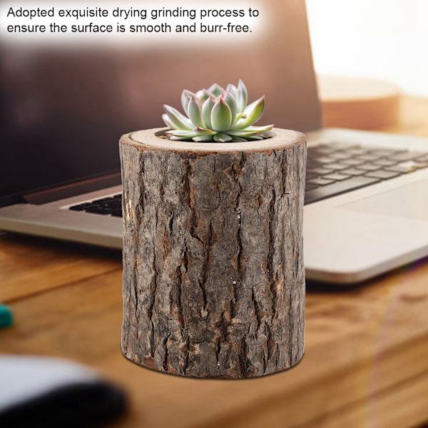 Trä Timmer Hög Ljushållare Stativ Ljusstake Log Blomkruka Ornament Dekor (tre delar)