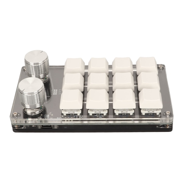 Mini 12 näppäimen näppäimistö 2 nupilla Sininen kytkin DIY ohjelmoitava langallinen liitäntä Plug and Play Yhden käden mekaaninen näppäimistö Valkoinen
