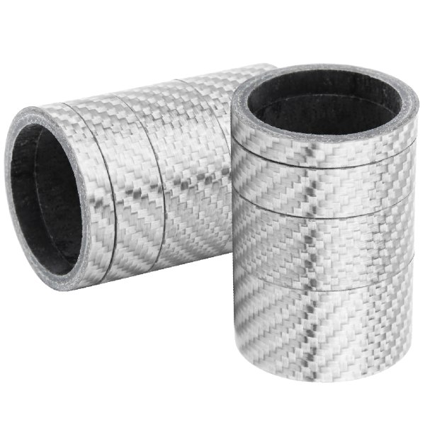 2 sett karbonfiber 5/10/15/20 mm sykkelhodesett forgaffel avstandsstykke stamme sykkelvasker sølv