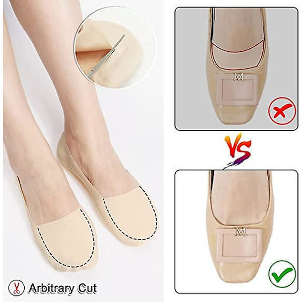 Kvinners usynlige sokker med blonder - 6 par, lavt skårne fôrsåler usynlige sokker for loafers, joggesko, flats