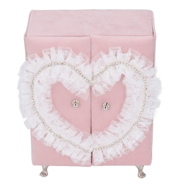 Dukkehus Garderobe Møbler Tilbehør Pink Lint Rhinestones Sød Mini Armoire Smykkeæske til Piger Børn