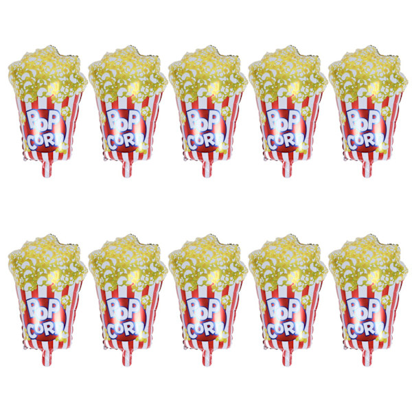 10 stk. Popcorn-festballoner Genanvendelige filmtemafestdekorationer Aluminiumsfolie Bærbare popcorn-dekorationer