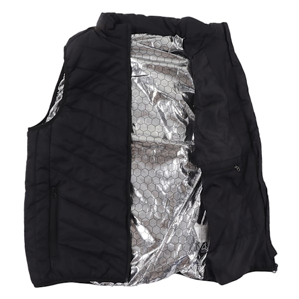 Lämmitetty liivi ulkoiluun, USB-lataus, lämmin, vedenpitävä, 2 ohjausta, 15 vyöhykkeen lämmitystoiminto, musta, 4XL