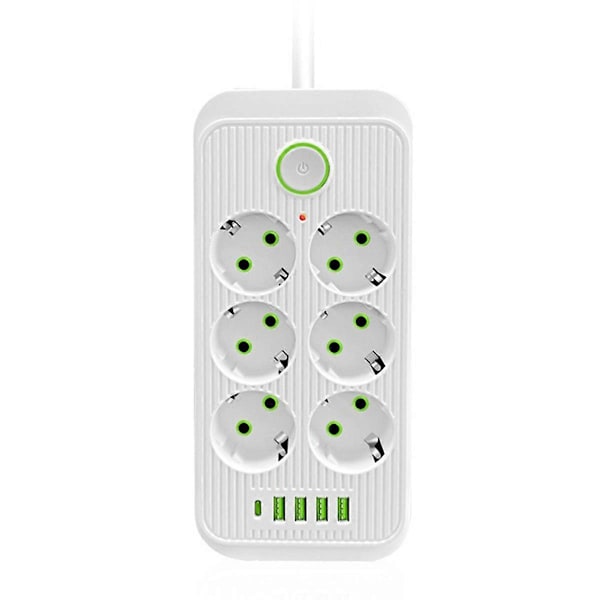 EU Grenuttag Multiprise 6 AC-uttag Elektrisk kontakt EU-kontakt Vit