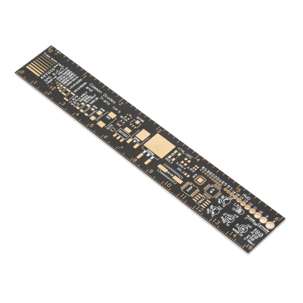 6" multifunktionell PCB linjal - mätverktyg för elektroniska ingenjörer (svart)