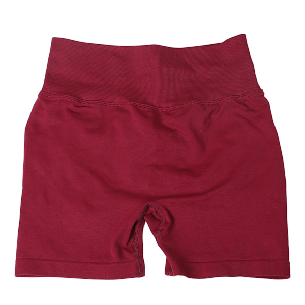Kvinnor Yoga Shorts Vinröd Hög midja Elastisk Andas Snabbtork Rumplyft Träning Tighta shorts