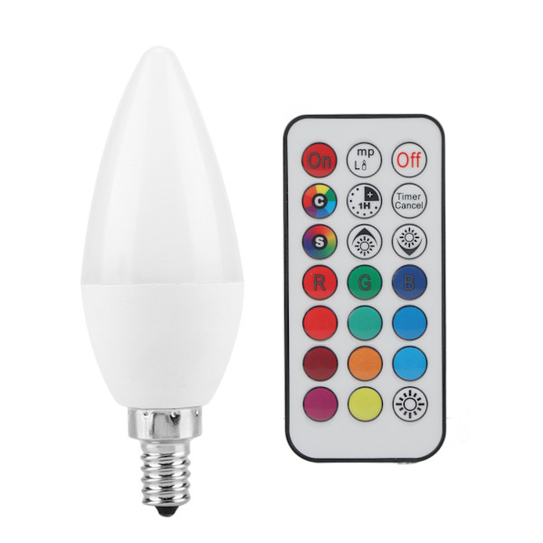 3W monivärinen LED-kynttilälamppu AC85-265V kaukosäätimellä (E12RGB+lämpimän valkoinen)