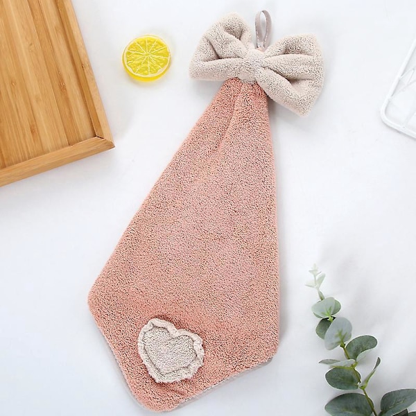 30*30cm 4 Stykker Baderom Kjøkken Håndkle Hånd Hengende Håndkle Myk Absorberende Klut Barnehage Vask Søt Sløyfe Korallfløyel Hjem