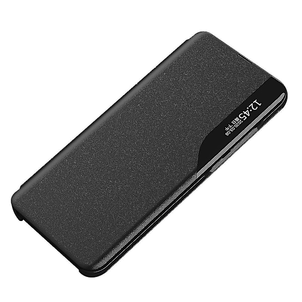 kompatibel Honor Magic 5 Lite 5g /x9a 5g PU Lær Shell Side View Vindus Stativ Deksel Telefon Cover-D Svart